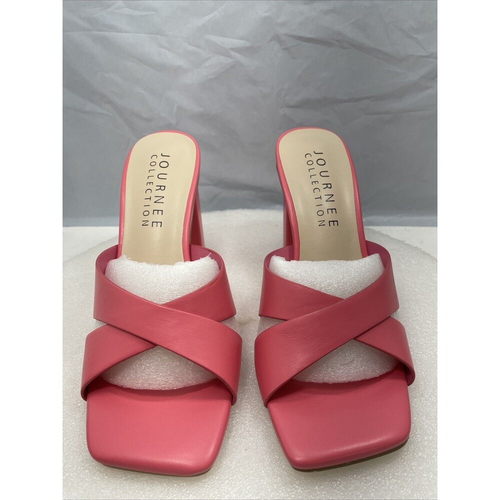 Journee Collection Chazz Crisscross Dress Sandals, Coral, Women Size 6 Item#268